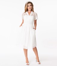 Vintageinspireret hvid kjole - Naomi